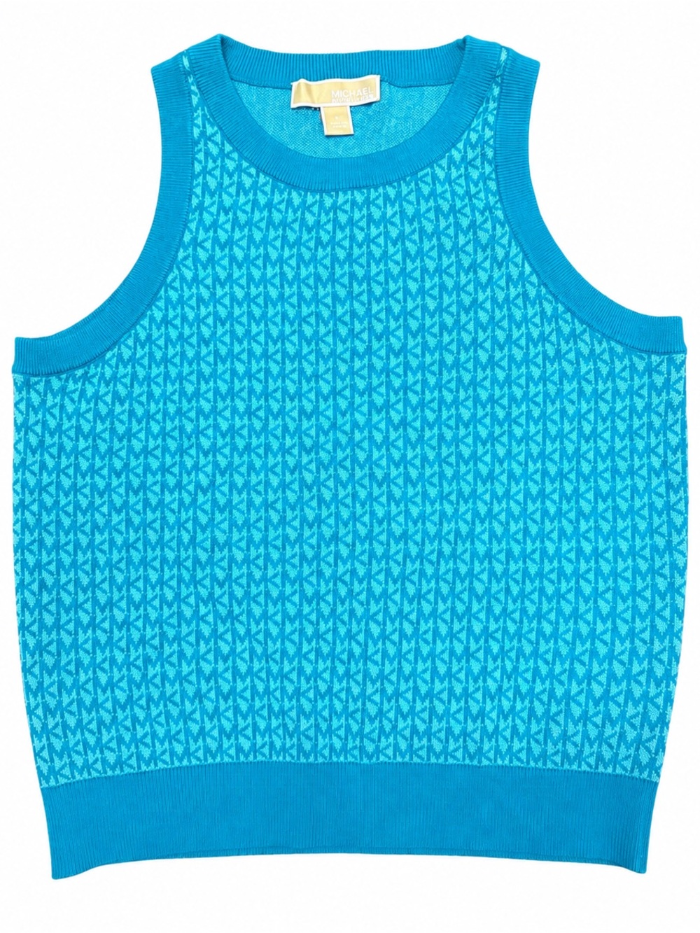 Michael Kors Blue Logo Jacquard Sweater Tank Top Vest Small